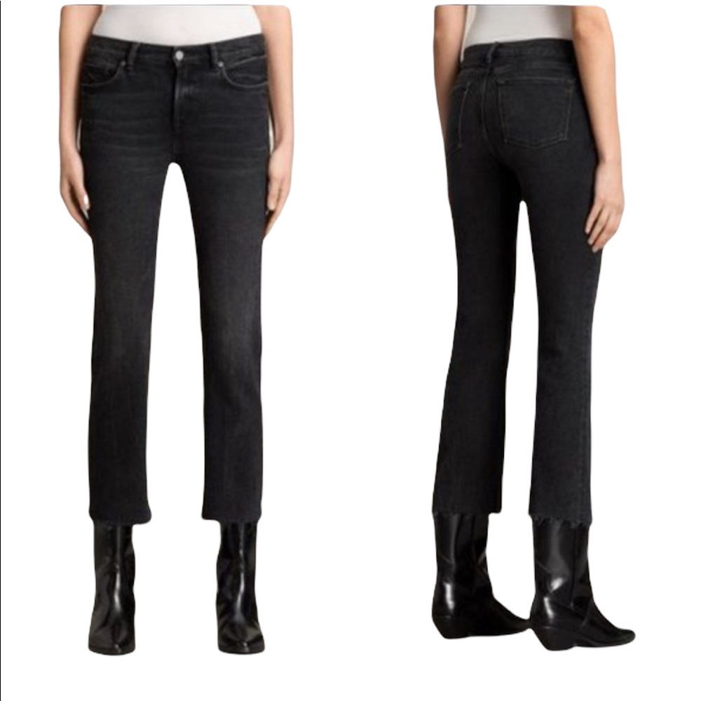 ALL SAINTS ZOE CROP KICK FLARE BLACK JEAN SIZE 30